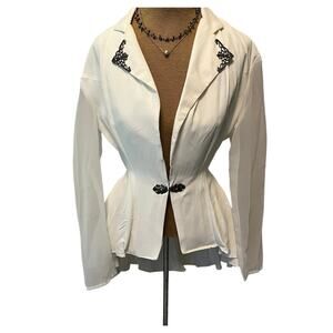 Vintage peplum jacket suit coat blazer mesh sleeves back formal 80s/90s womens